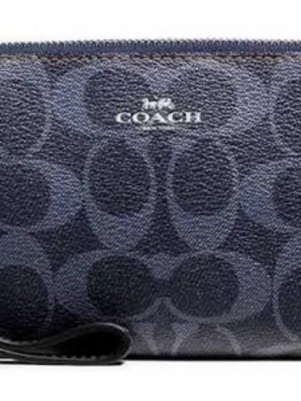 Coach Denim Signature PVC Corner Zip Small Wristle (Style Number F57996)